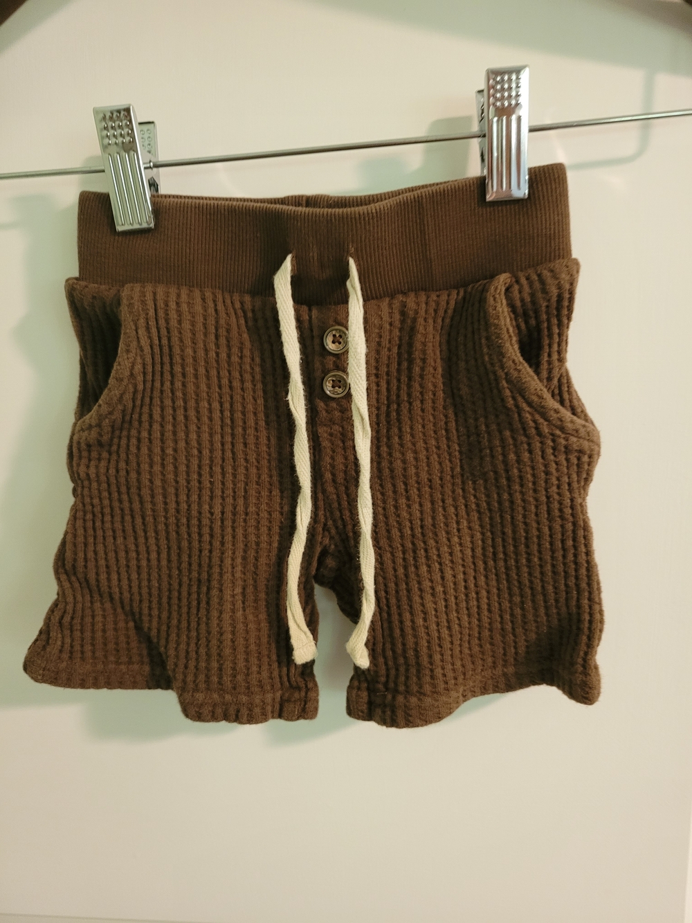 Organic - Jamie Kay Brown Waffle Knit Drawstring Shorts